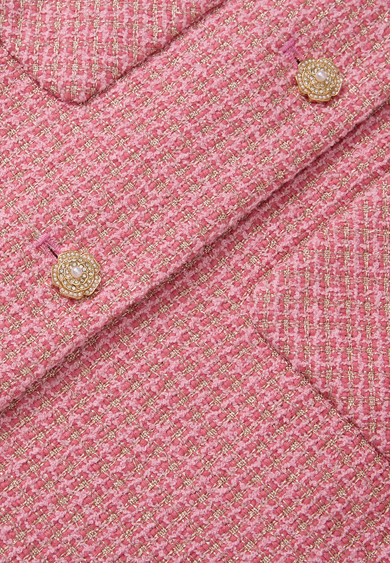 Frayed-trim Lurex-detail Cropped Tweed Jacket