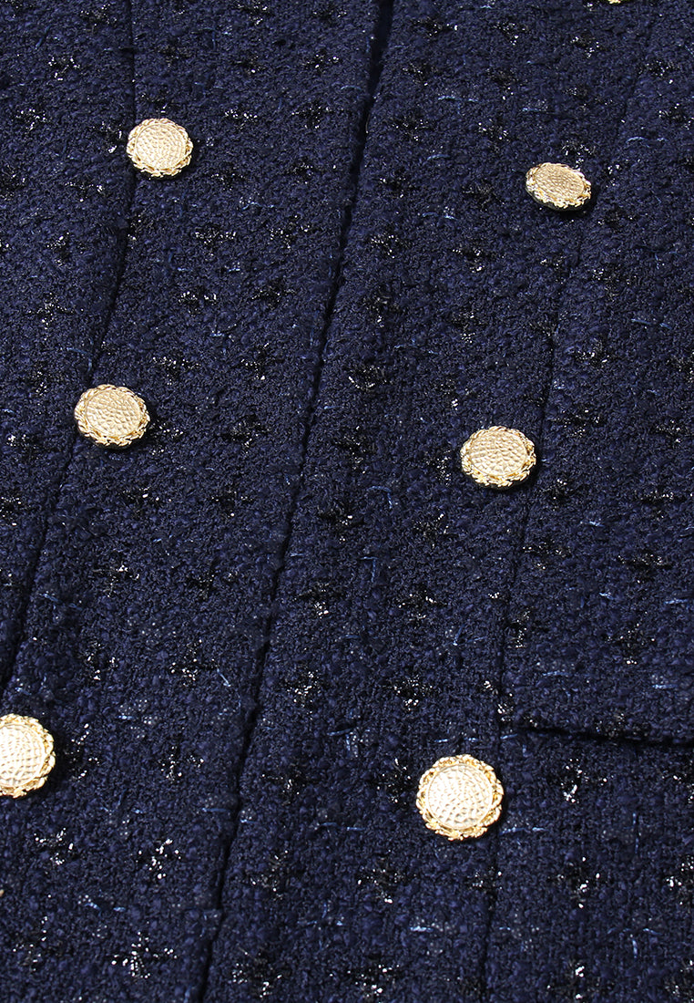 Double-Breasted Speckled Tweed Coat