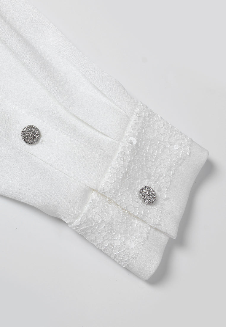 Fleur Lace Cuff Buttoned Shirt
