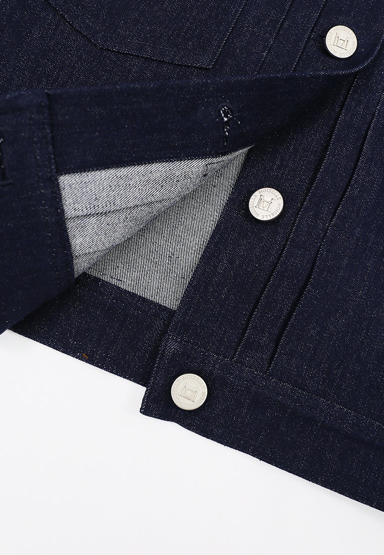 Bleu Denim Brodé Cristal Jacket