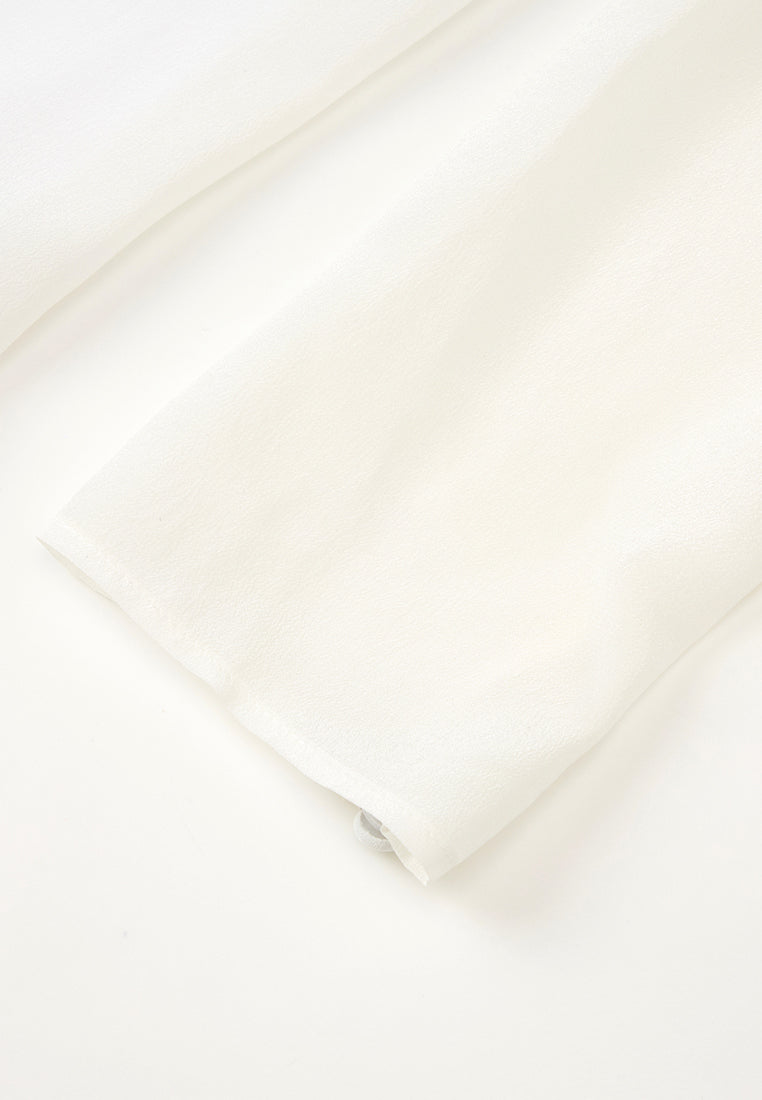 Round-neck Embellished-trim Chiffon Top