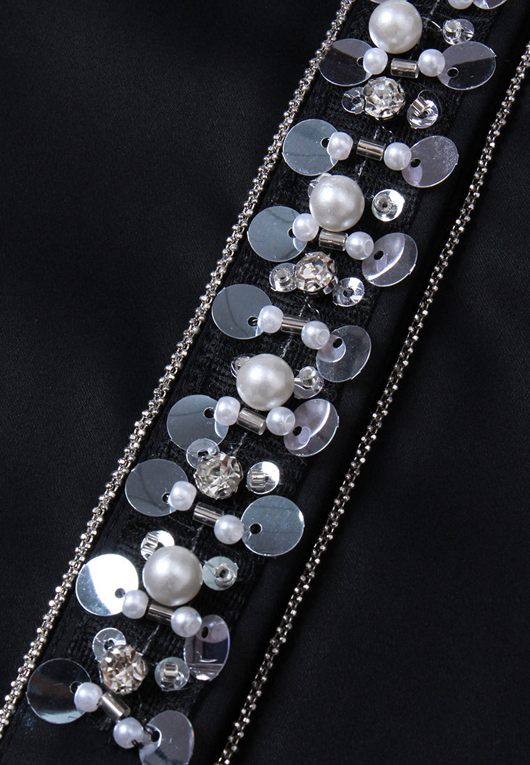 Contrasting-Lapel Embellished Shirt