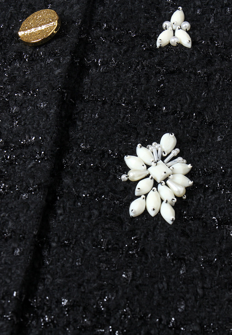 Noir Fleurie Robe en Tweed