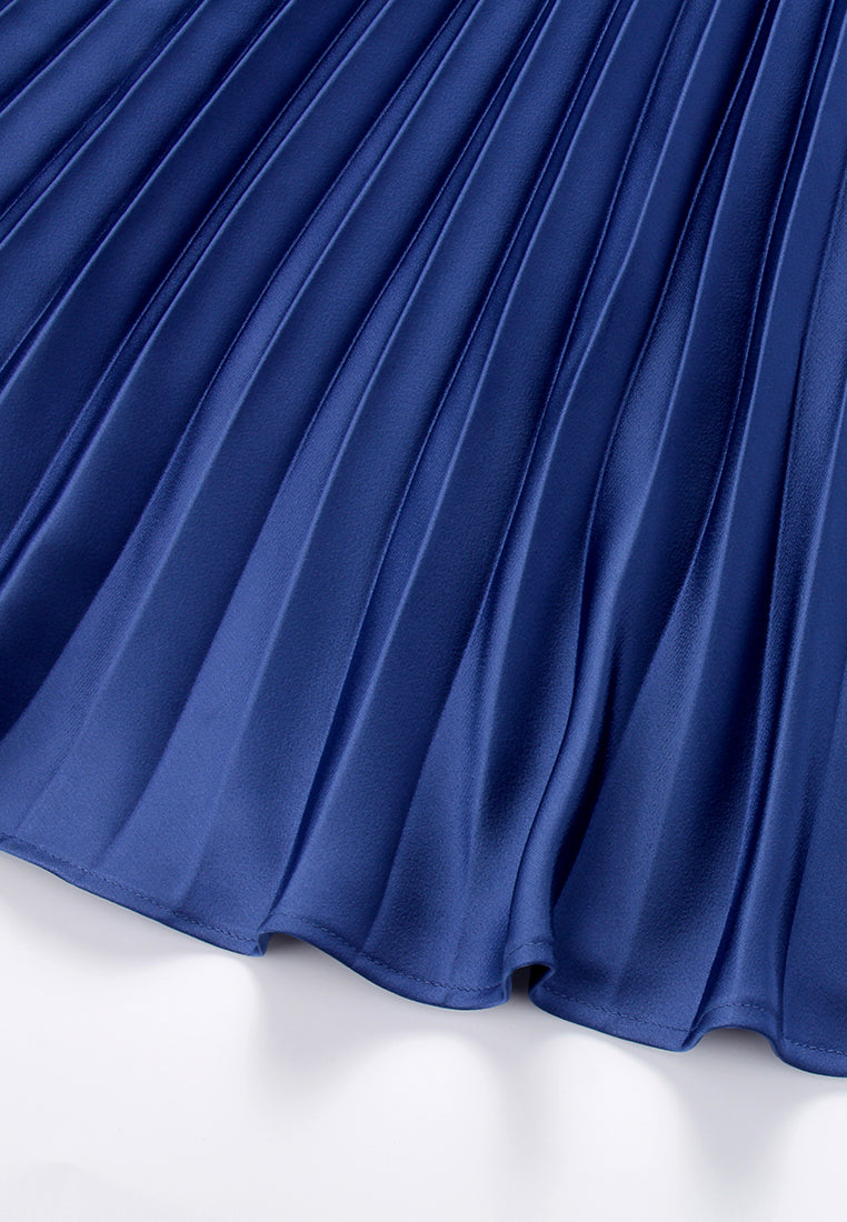 Silk Crepe Satin Pleated Skirt