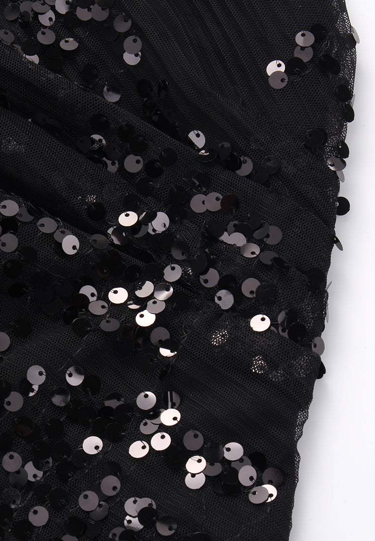 Black Sequin Evening Gown