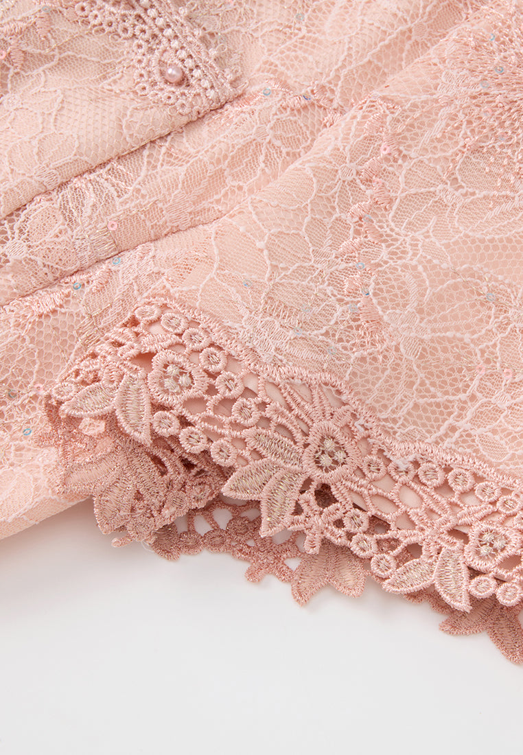 Embellished Enamel-button Lace Top