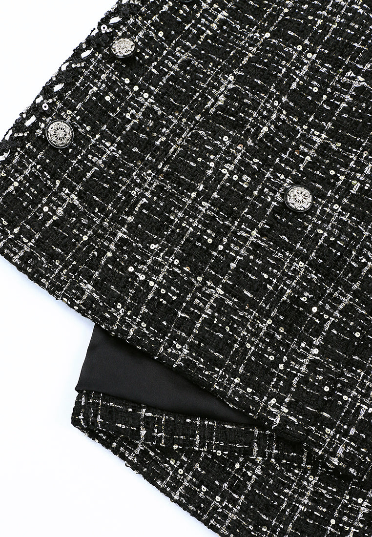 Noir Tweed Checkered Jacket