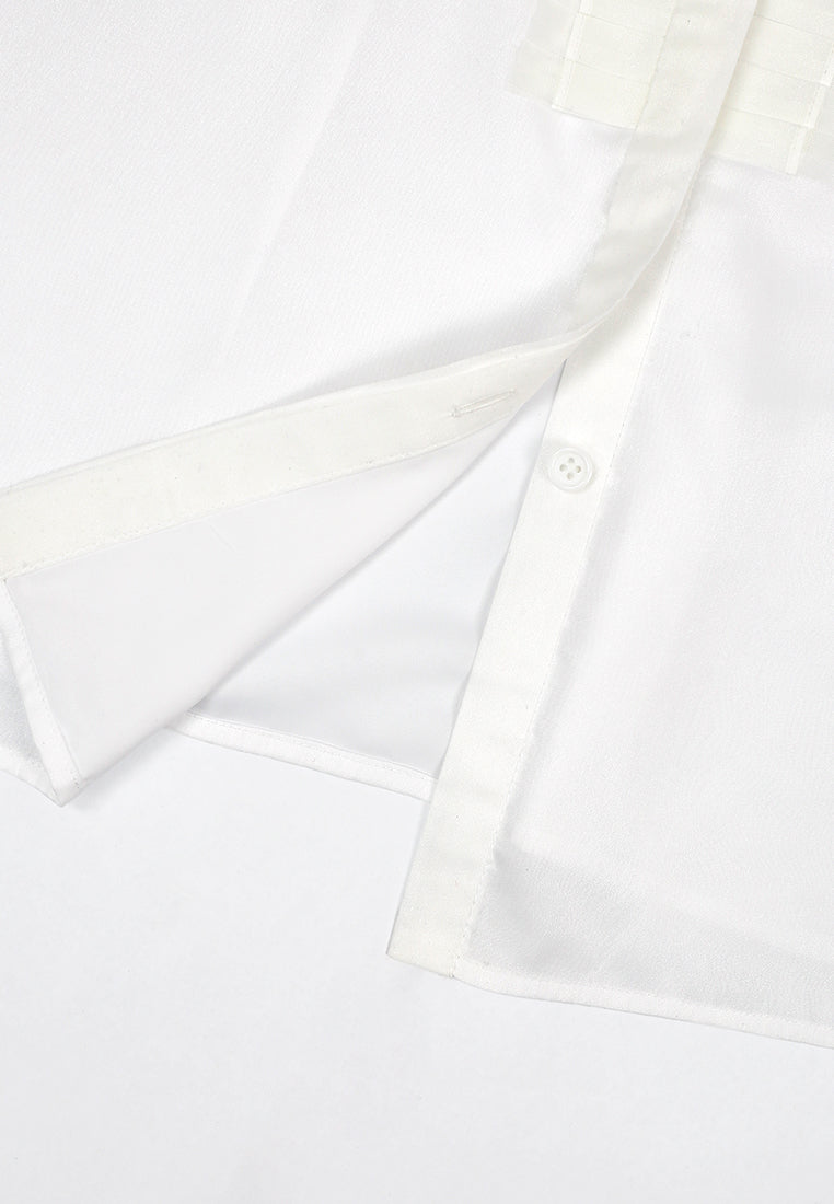 Blanc Plissé Couture Blouse
