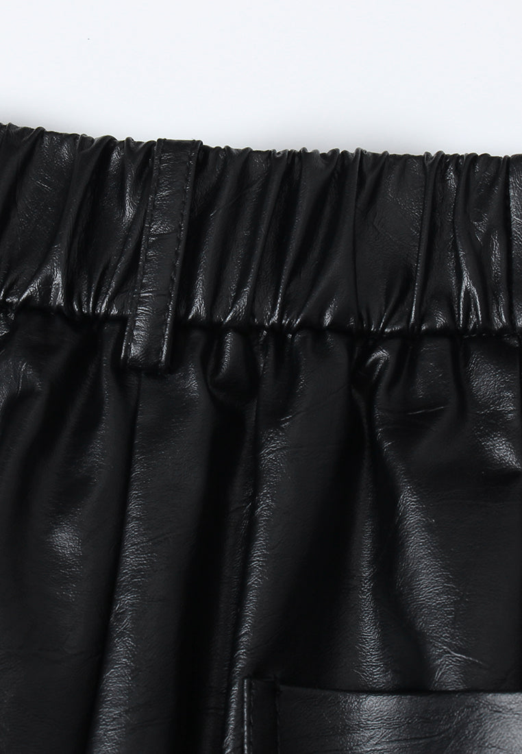 Noir Cuir Wide-Leg Trousers