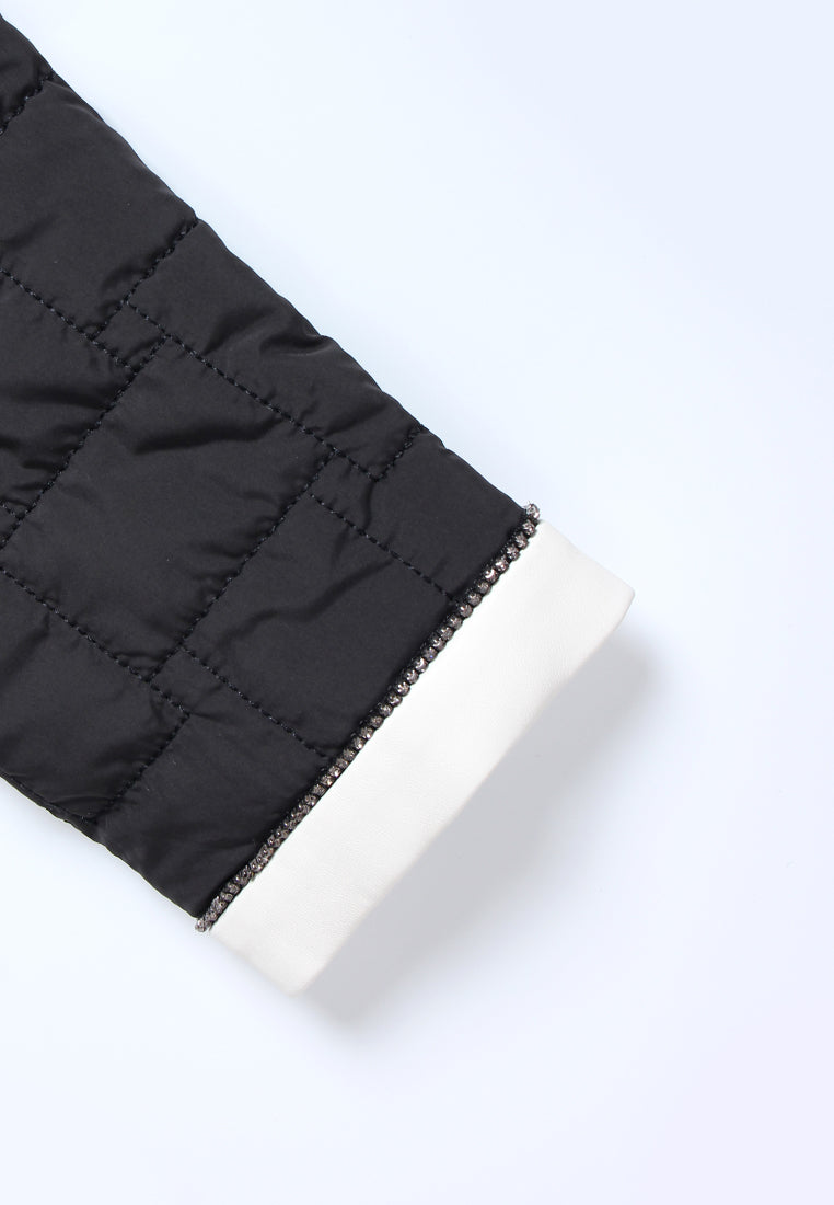 Noir Contrast Veste Matelassée