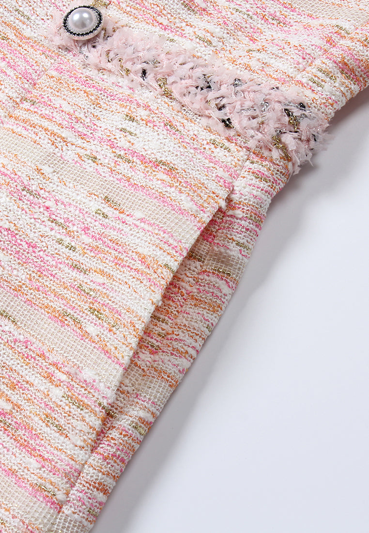 Baby Pink Weave Tweed Dress