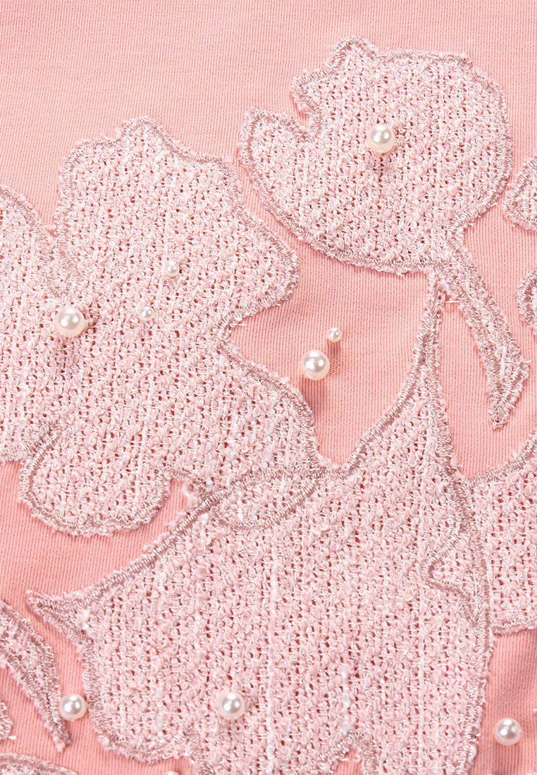 Rosé Fleur Embellished Tee