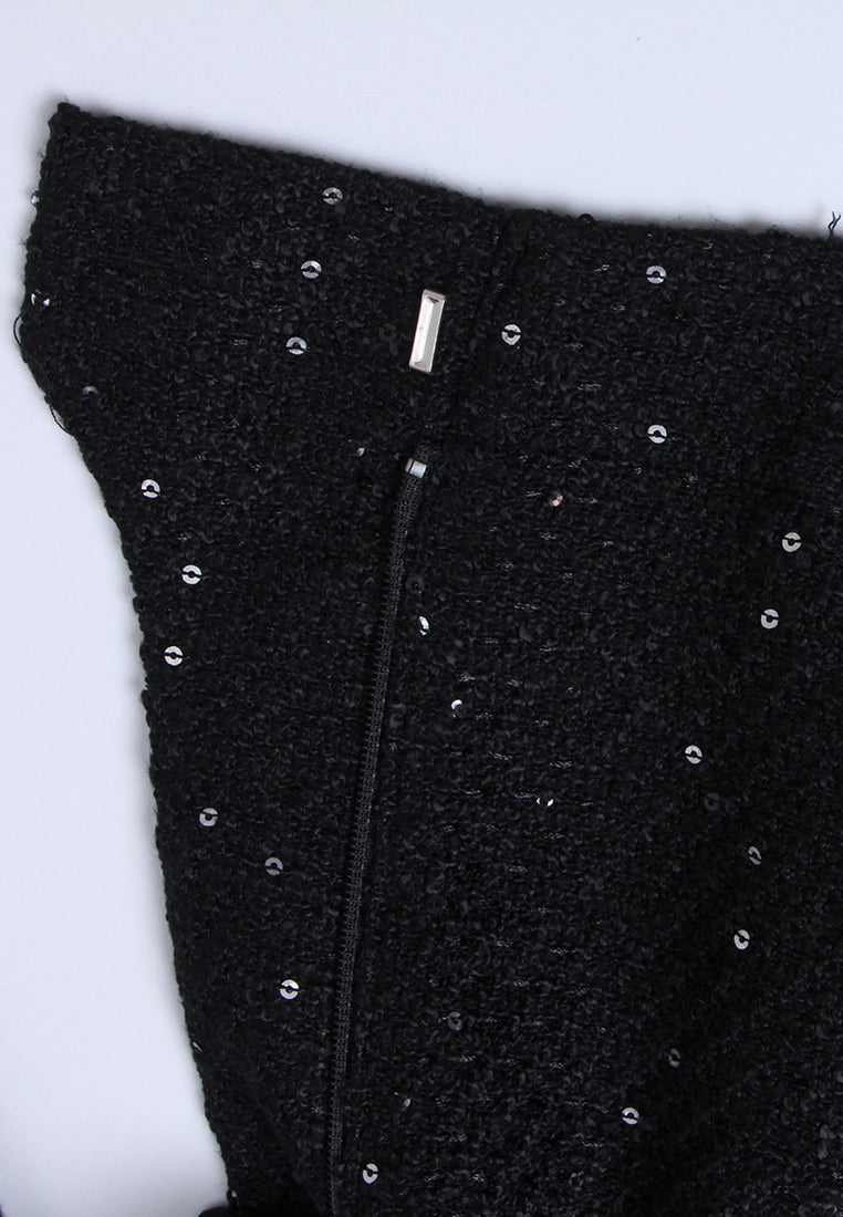 Sequin Tweed Straight-leg Trousers