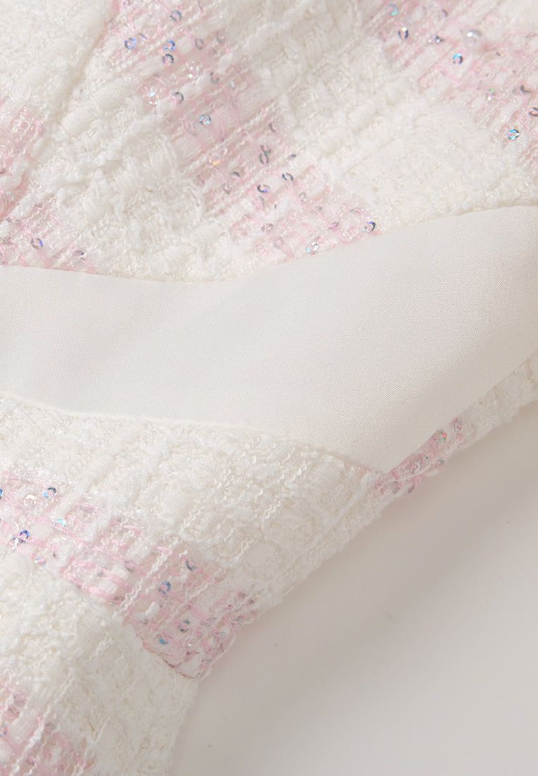 Embellished Stripped Tweed Dress