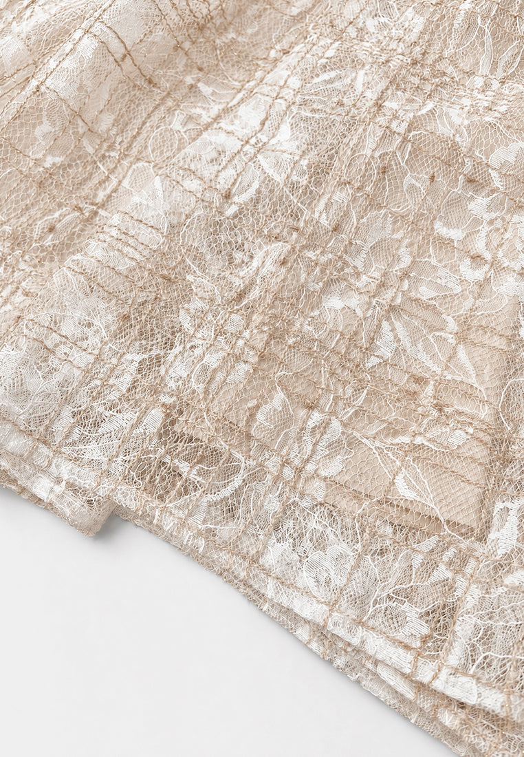Beige Florale Élégance Skirt