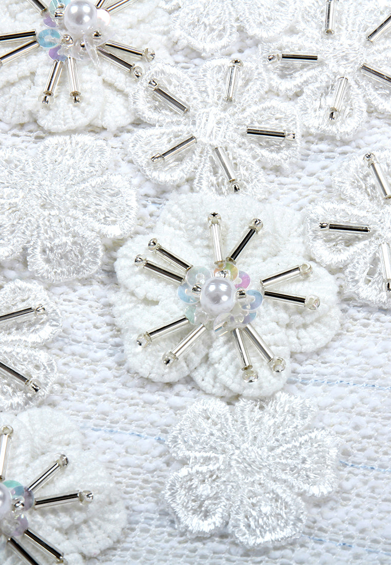 Ivory Peony Embellished Dress