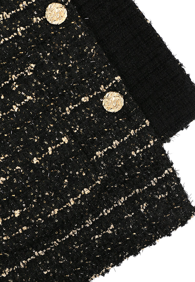 Noir Tweed Métal Doré Jacket