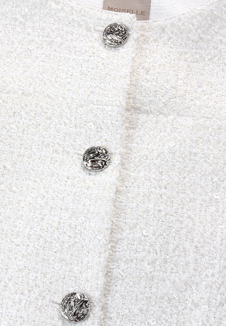 Blanche Étoile Cropped Tweed Jacket