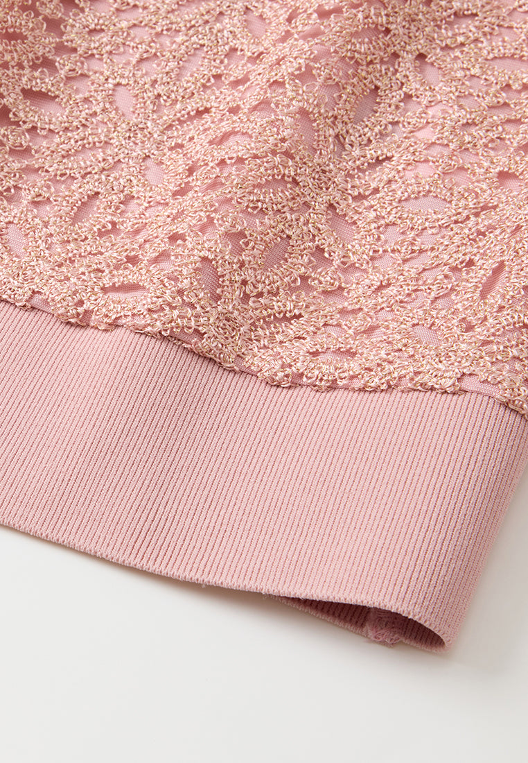 Crochet-lace Crystal-trim Sweatshirt