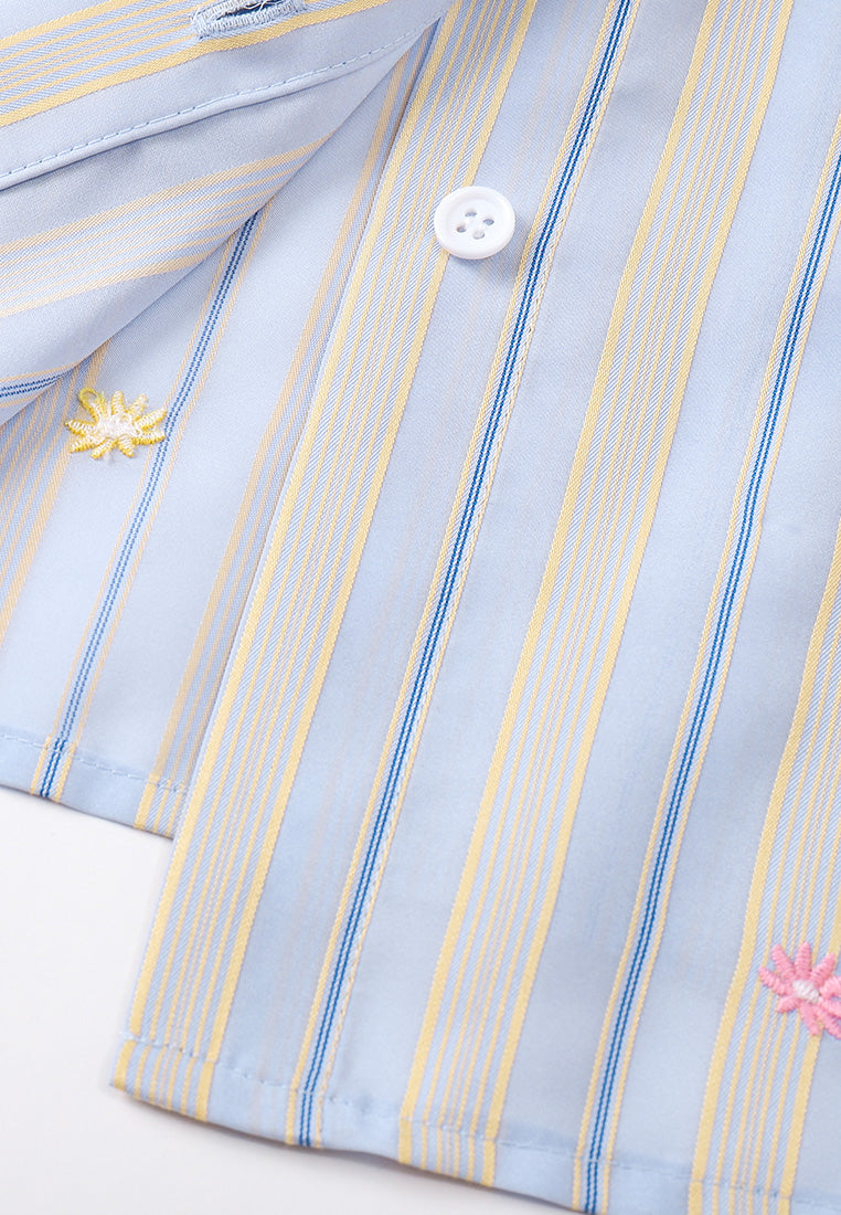 Light Blue Embroidered Striped Shirt