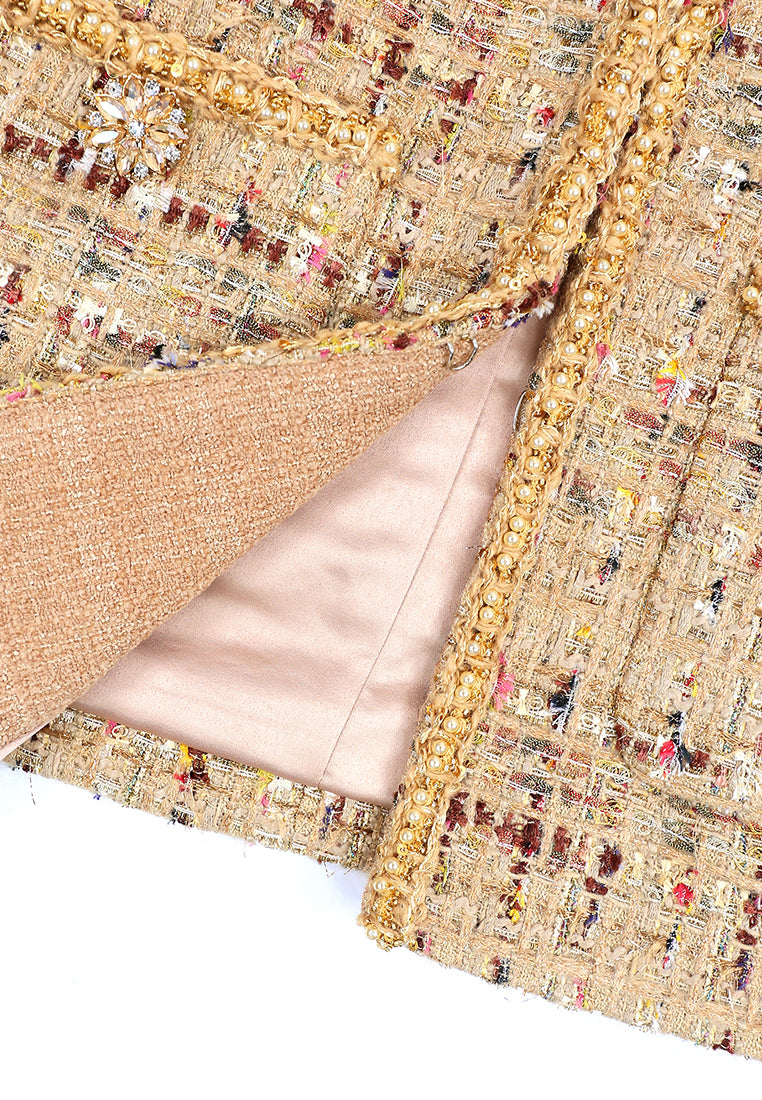 Beige Tweed Tresse Doré Jacket