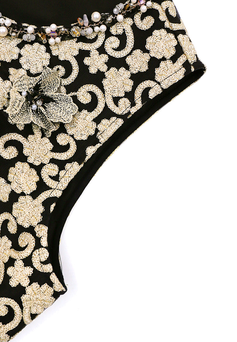 Noir Dentelle Ivoire Arabesque Dress