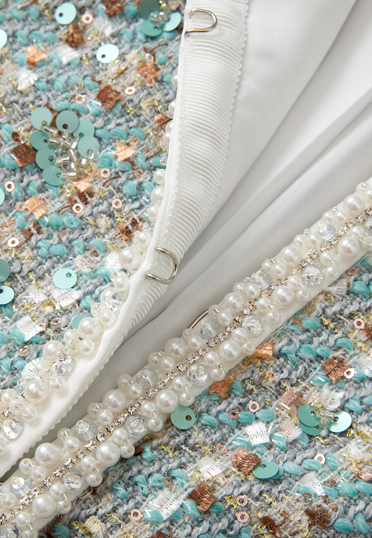 Panelled Pearl-trim Jacket