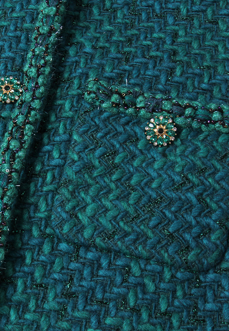 Crystal-button Tweed Cropped Jacket
