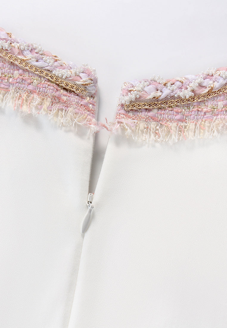 Tweed Fringe Embellished Tee