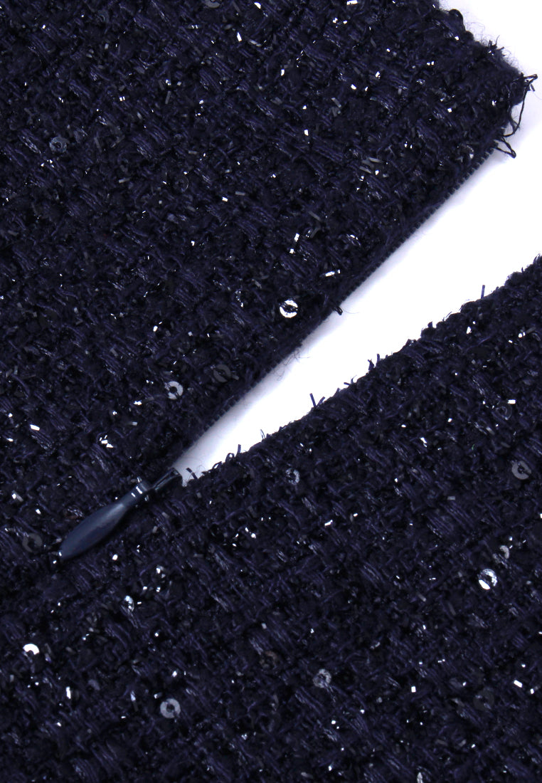 Lurex Tweed Scallop-Hem Dress