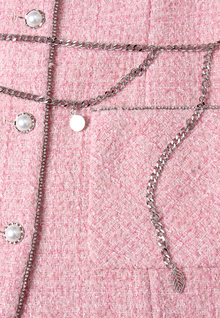 Rose Chaîne Tweed Robe