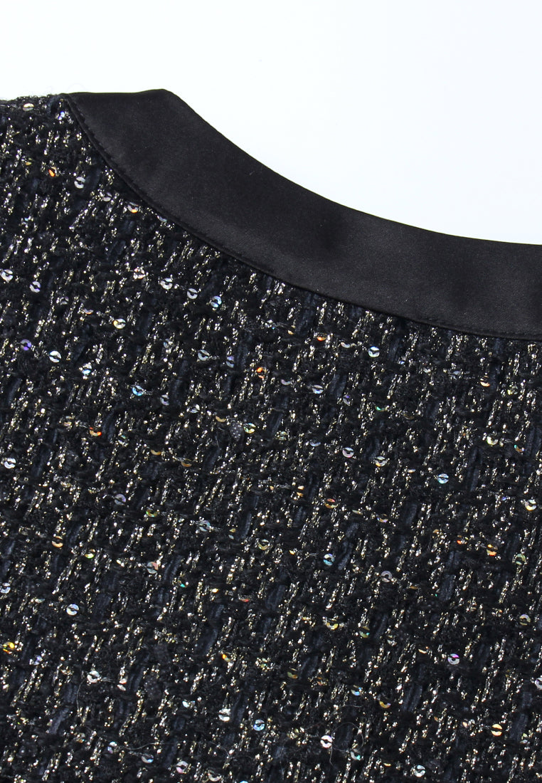 Noir Lurex Zip Tweed Jacket