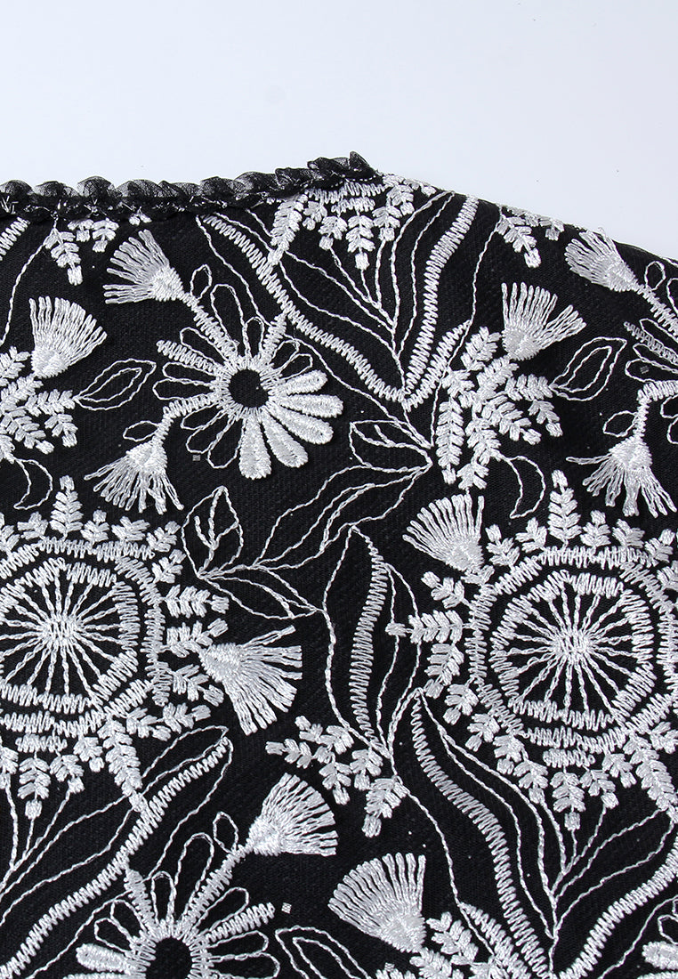 Contrast Appliqué Beaded-edge Jacket