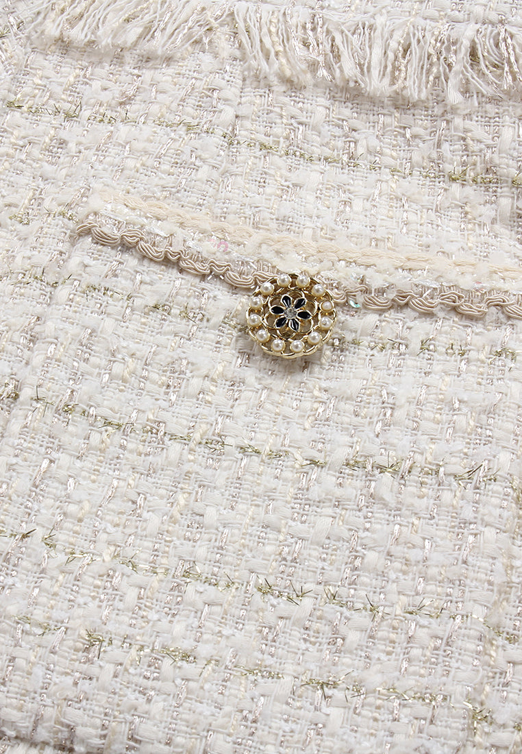 Ivory Tweed Elegance Dress