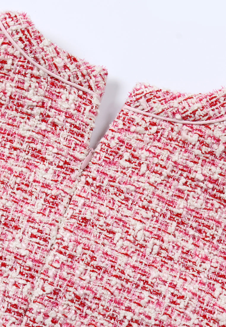 Crimson Weave Pocket Dress