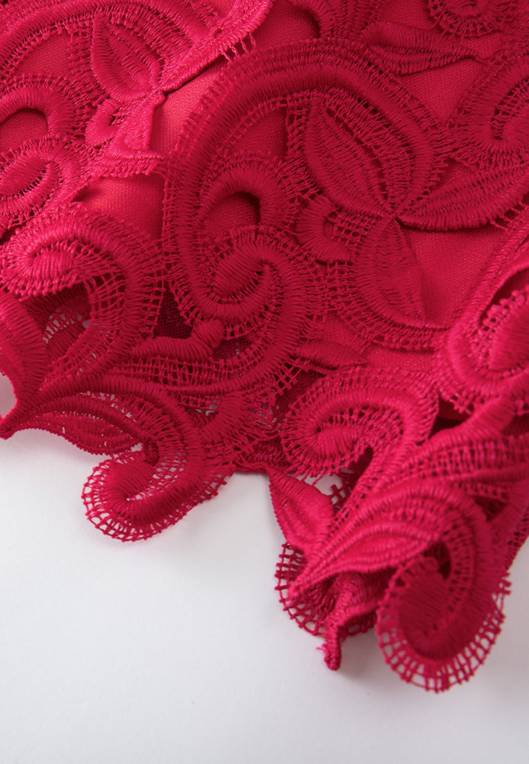 Bead-detail Hollow-carved Lace Dress