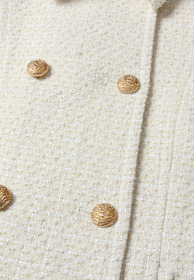 Créme Frange Double-Breasted Coat