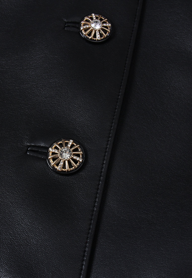 Velours Astra Buttoned Leather Jacket