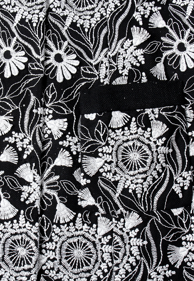 Floral Embroidery Bow-detail Coat