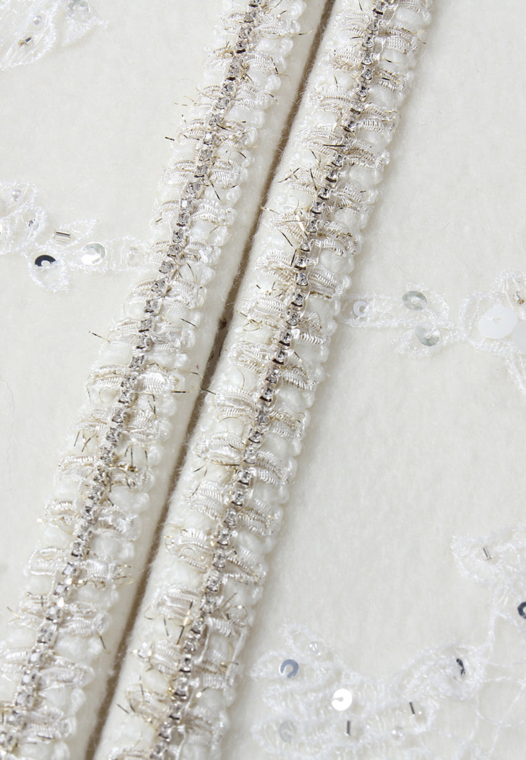 Éclat Fleurie Veste Brodée Blanche