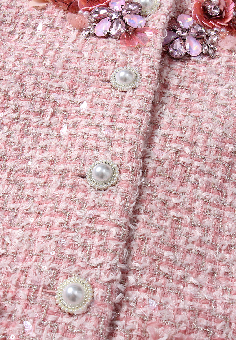 Fleur-Embellished Tweed Jacket