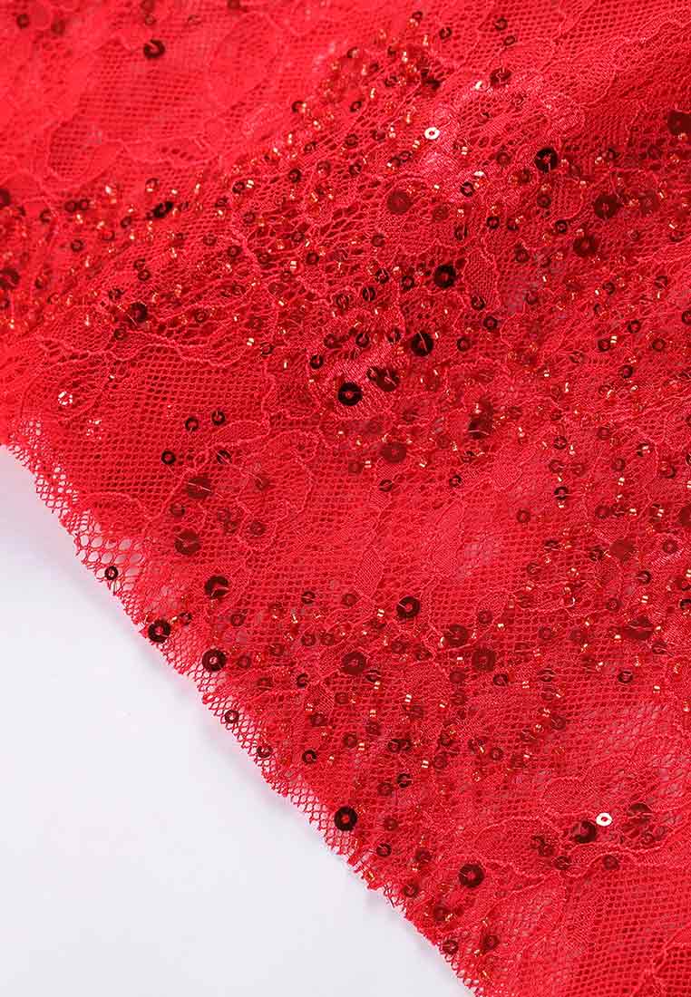 Rouge Dentelle Éclat Dress