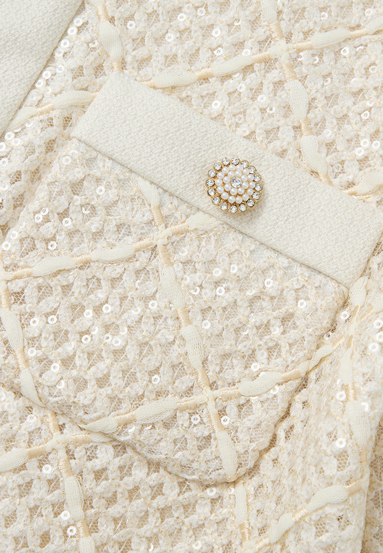 Diamond-pattern Pocketed Jacket