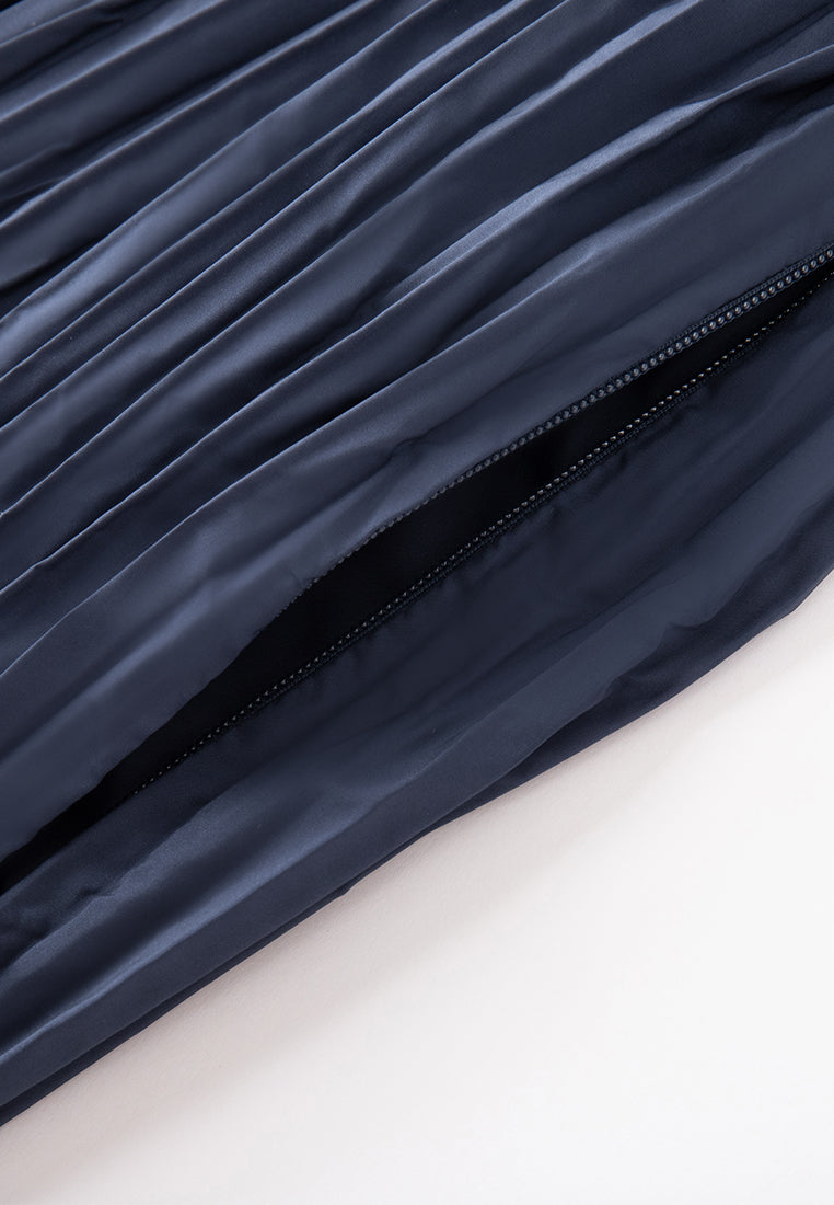 Hooded Cape-detail Elasticated-waistband Pleated-detail Parka