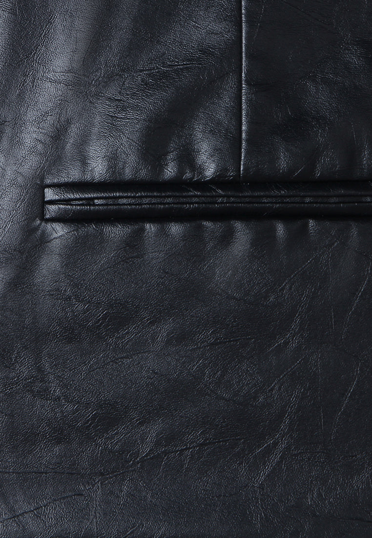 Pantalon Tailleur Large Noir en Cuir