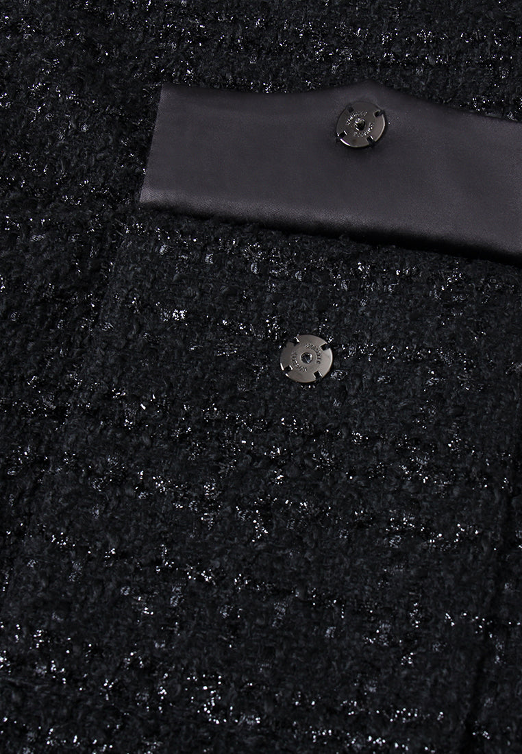 Noir Fleurie Robe en Tweed