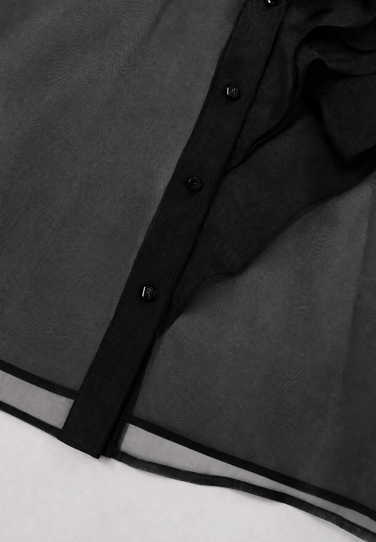 Noir Volant Majesté Sheer Blouse