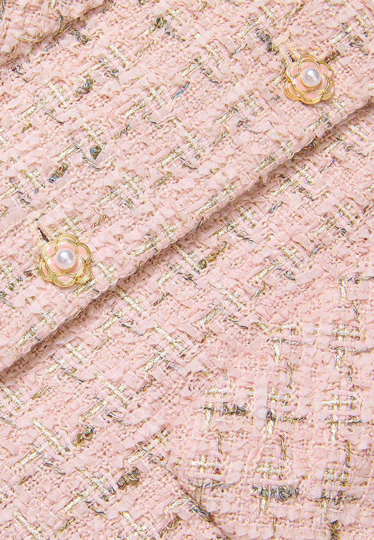 Chain-belt Checked Pocketed Tweed Dress