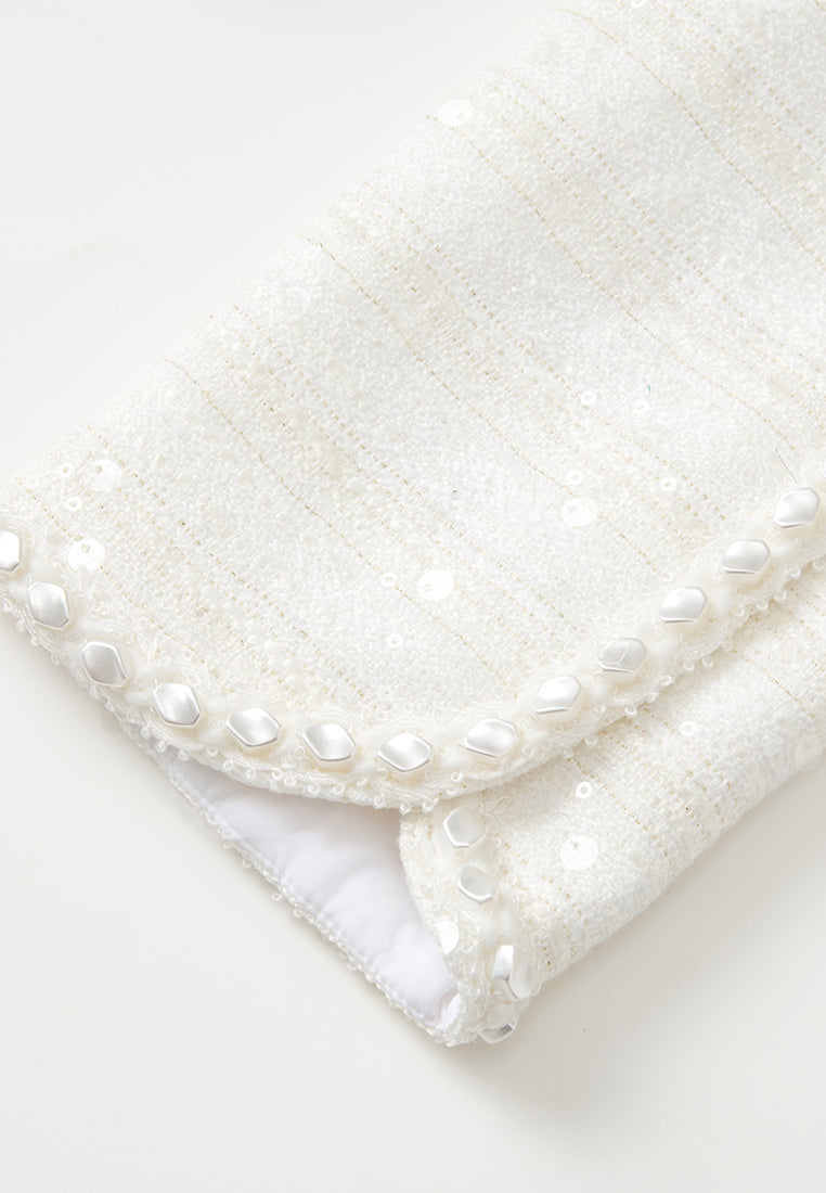 Striped Embellished knot Button Jacket