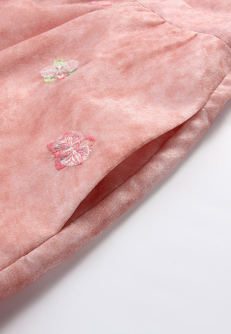 Rosé Blossom Embroided Dress